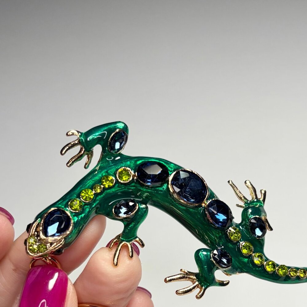 Jewelry Lizard Keychain Emerald Green Rhinestone Gecko Bag Charm Y2K Bling Chic